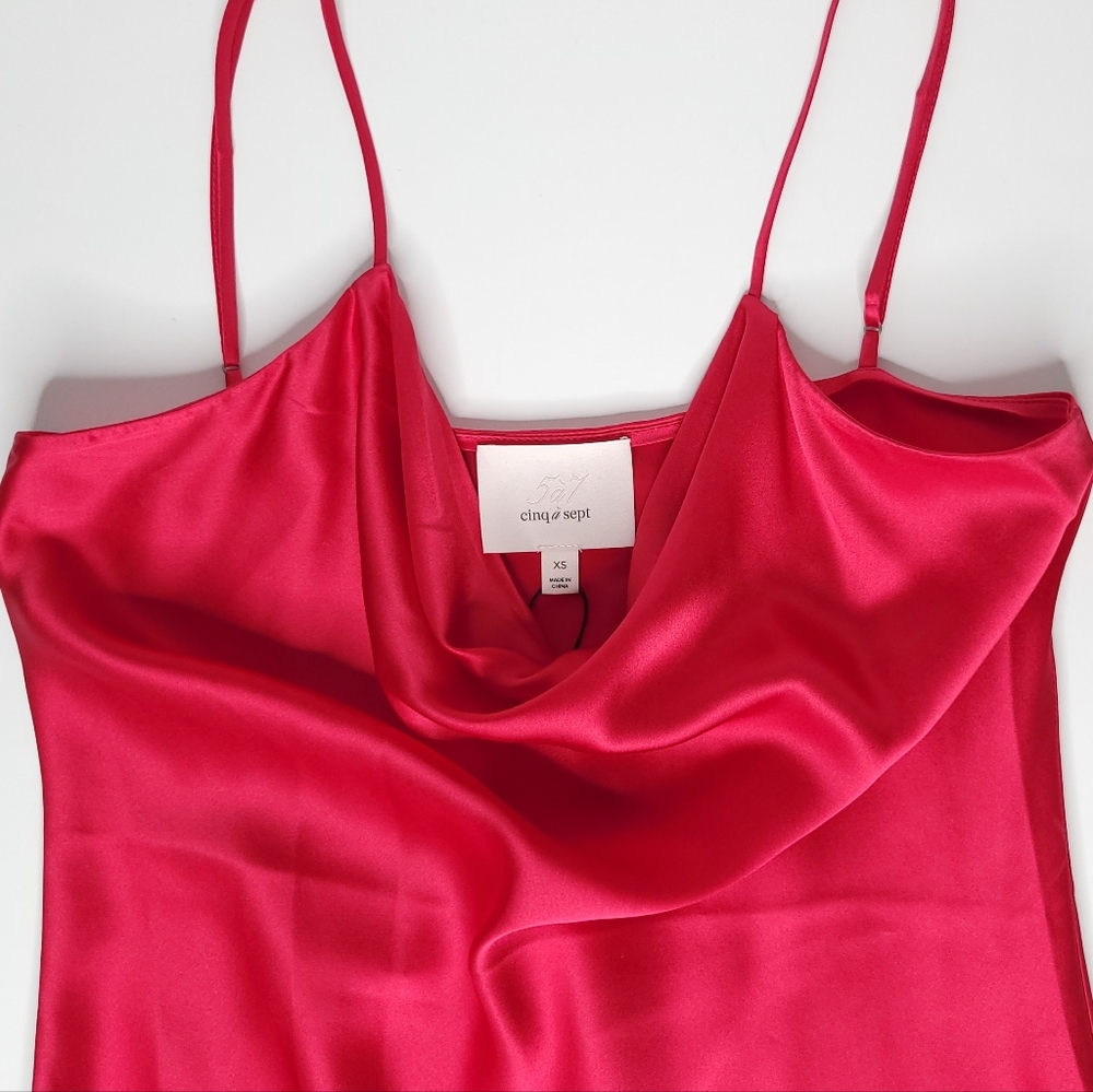 Cinq a Sept Marta Quiet Luxury Old Money Sexy Silk Cowlneck Cami Red size XS - Picture 8 of 14